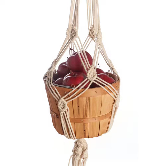 42 In. off White Woven Cotton Woven Knotty Plant Hanger