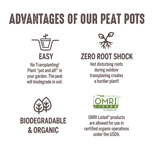 5" Peat Pots, (6 Pack)