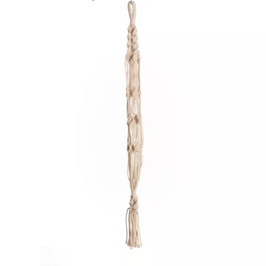 42 In. off White Woven Cotton Woven Knotty Plant Hanger