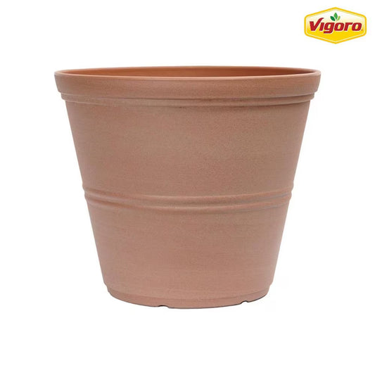 12 In. Hallie Medium Peach Terracotta Plastic Planter (12 In. D X 10 In. H) with Drainage Hole
