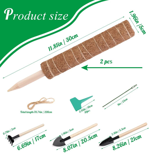 Moss Poles, Moss Poles for Climbing Plants, Coconut Palm Stick, for Plant Support Extension, 30Cm