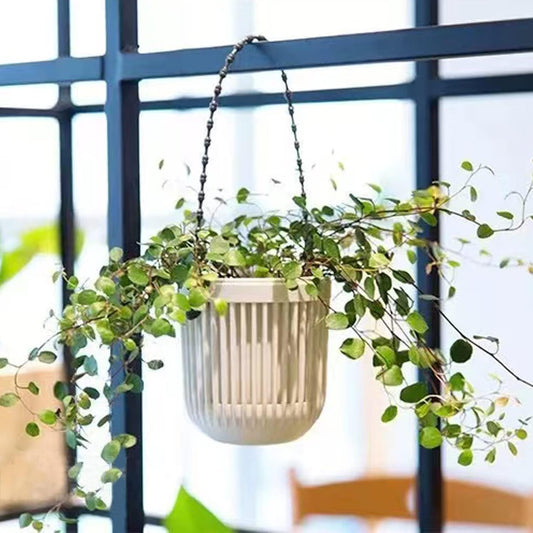 3.5‘’ Two-Piece Succulent Planters Pots with Drainage, Flexible Removable Handle, Flower Pots for Mini Plants, Small Hanging Planter for Wall, Window, 6 PCAK, White