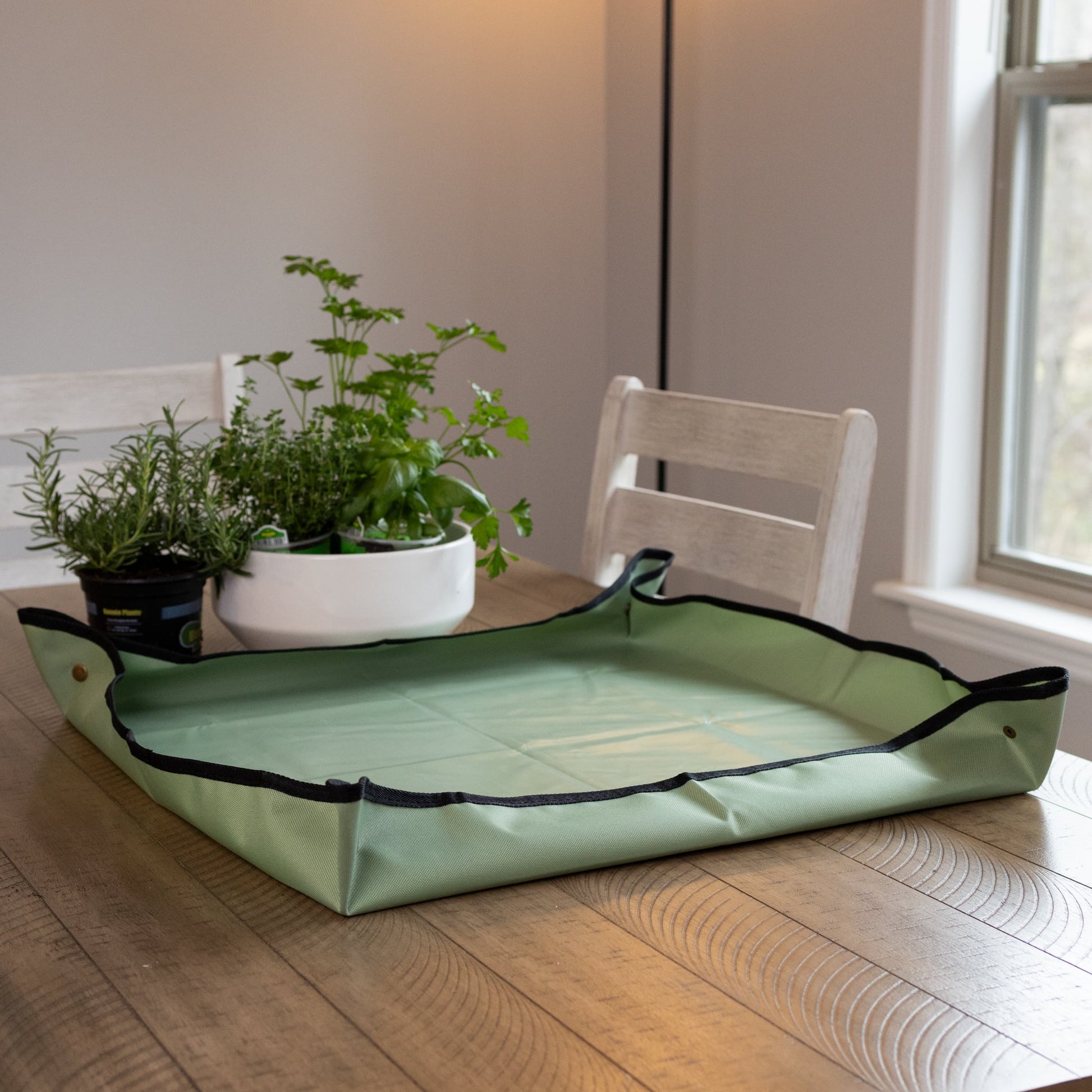 Foldable Indoor and Outdoor Repotting Gardening Mat, Waterproof, Green, Durable Oxford Fabric