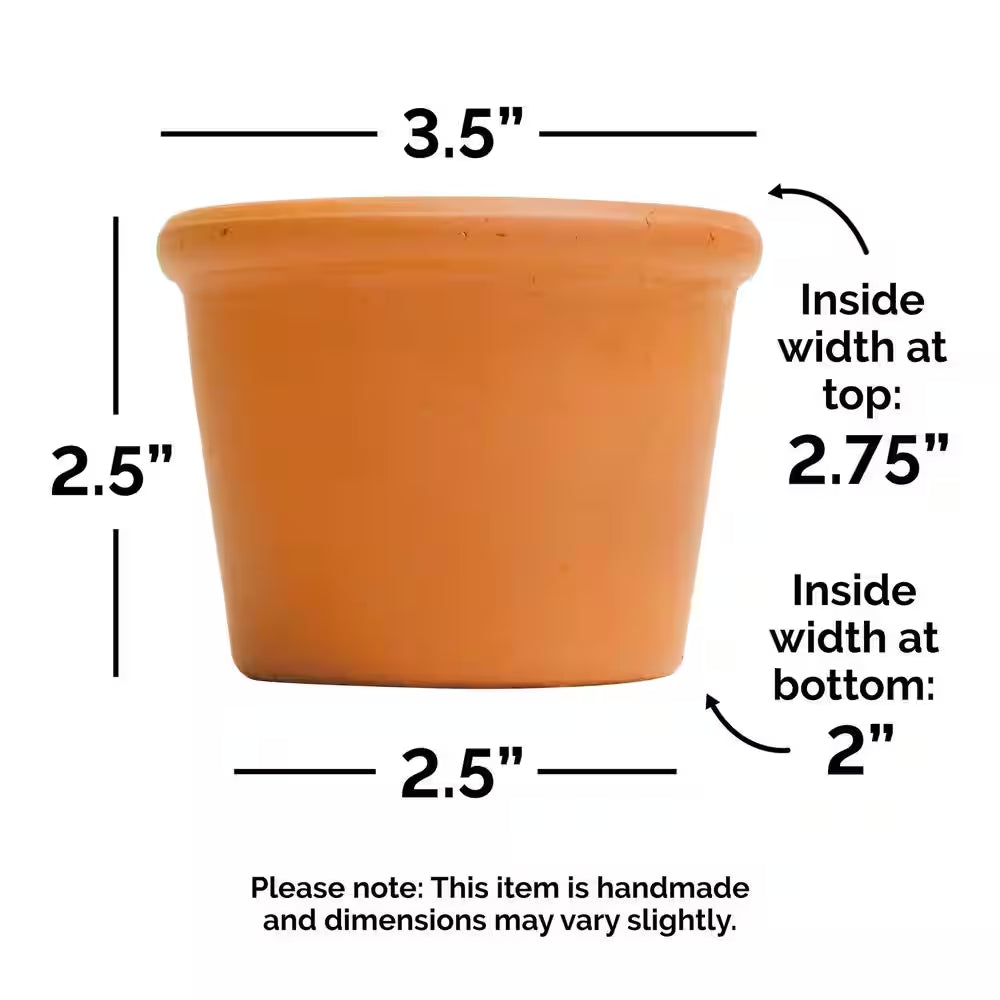 3 In. Small Terra Cotta Clay Cylinder Pot