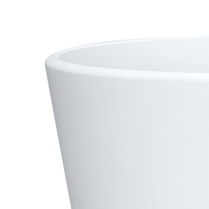 Recycled Resin Planter with Attached Saucer, White, 8In X 8In X 7.2In