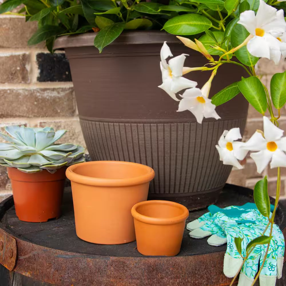 3 In. Small Terra Cotta Clay Cylinder Pot